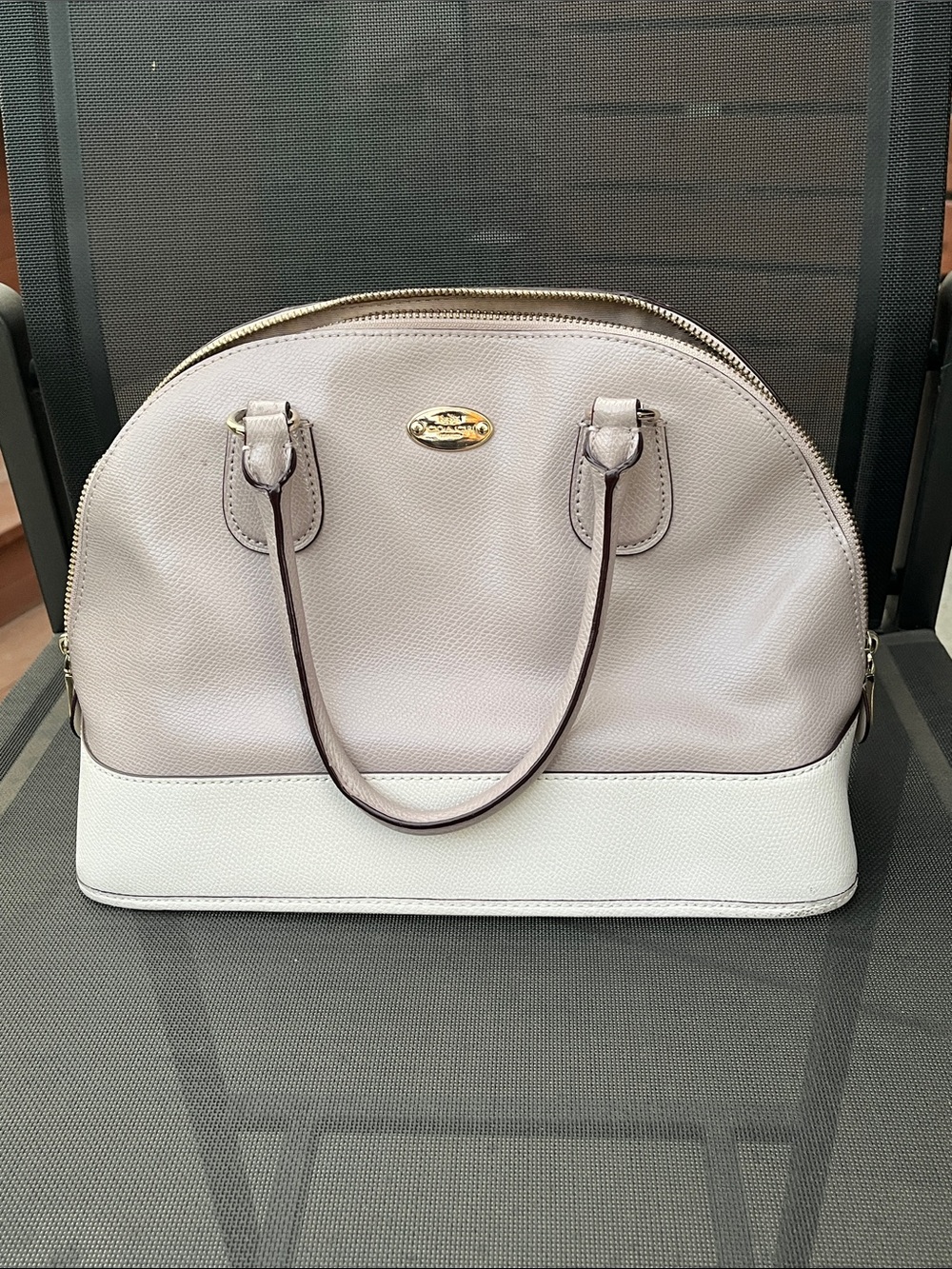 Coach Two-Tone Taupe and Cream Dome Satchel (reposh)